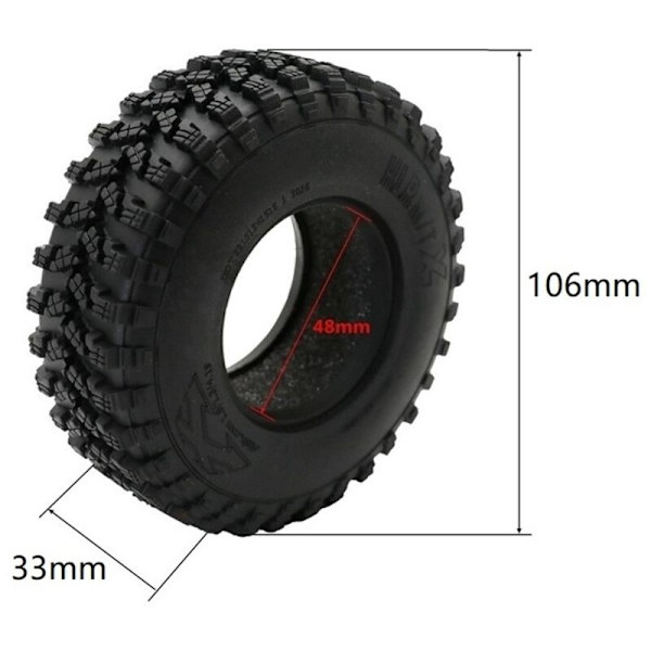 4 st 106 mm 1,9 gummihjulsdäck för 1/10 RC Crawler Car TRX4 D90 Axial SCX10 II III Redcat