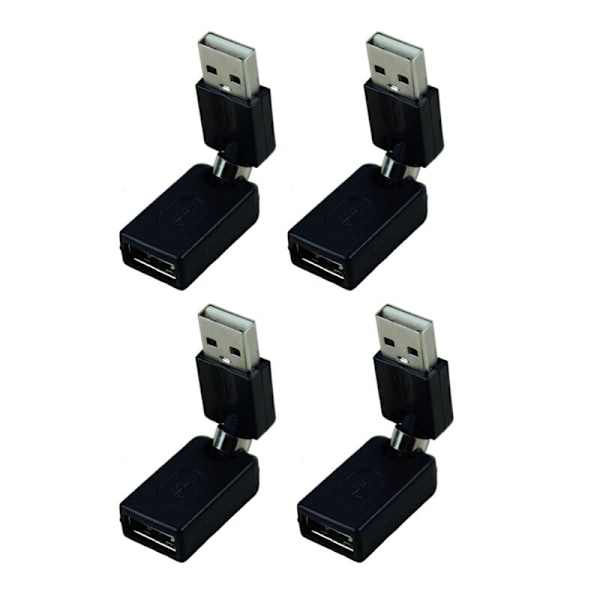 4x Svart USB 2.0 Han till 360 Graders Rotationsvinkel Förlängningsadapter