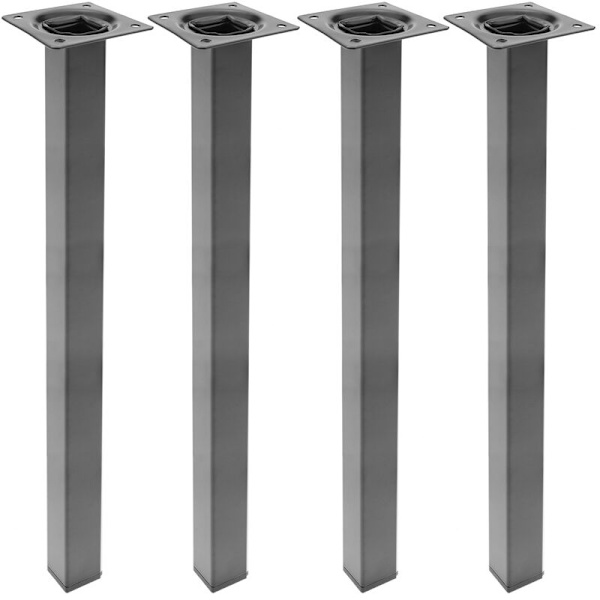 Kvadratiska bordsben för möbler och skrivbord i svart stål 75 cm 4-pack