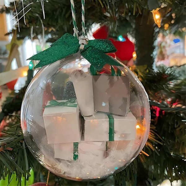 Julekule Ball Juletrepynt Transparent Ball Hjemmepynt Hengende Ball Utsøkt Gave - Svart