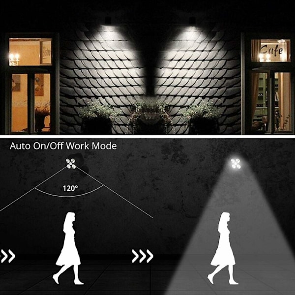 Utomhuslampa med rörelsesensor Vattentät, LED-belysning med trådlös sensor, Utomhus säkerhetslampa