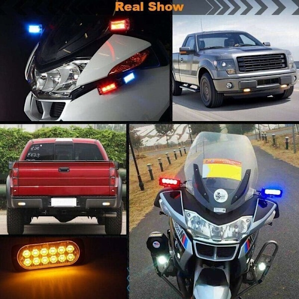 6 LED Bil Strobe Bremslys - 12V-24V Køretøjslysstang - Sikkerheds Blinkende Beacon til Biler, Nyttekøretøjer, Både, Trailere, Campingvogne