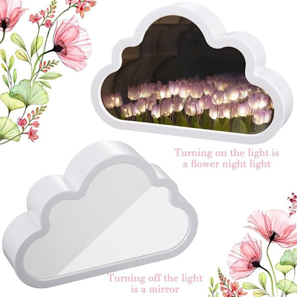 2 sett med håndlagde sky speil tulipan lampe DIY tulipan nattlys simulering blomst lys romdekorasjoner lilla