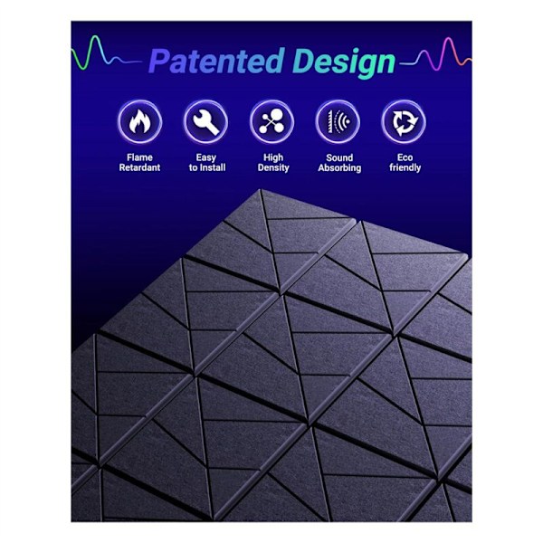 12 Paketti Akustisia Äänieristysseinäpaneeleja Itsekiinnittyviä Äänieristyspaneeleja Studioille, Toimistoille, Huoneille