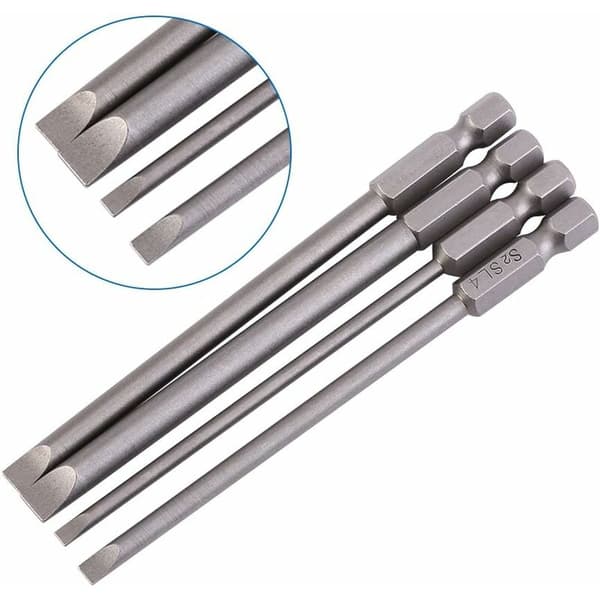 4 stk magnetiske legering stål S2 flathode skrutrekker bits 1/4\" 100mm