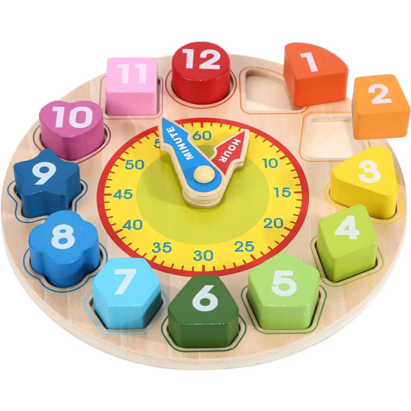 Tre form sortering klokke leketøy med tall og former undervisning tid barn pedagogisk gave