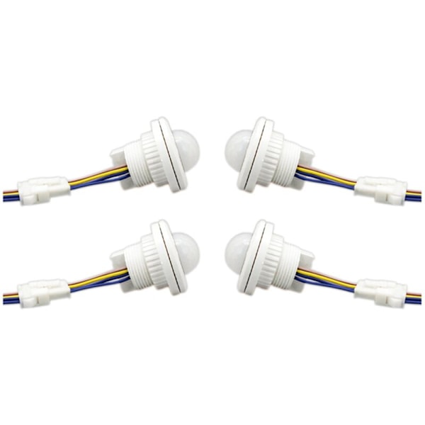 4X 220V Mini PIR Infrarød Bevægelsessensor Detektor Justerbar Tid LED Automatisk Hexe