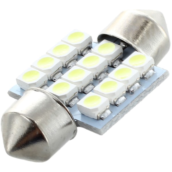 10x 12 3528 SMD LED festoon lampe festoon interiørbelysning 31mm 12V DC Hvit