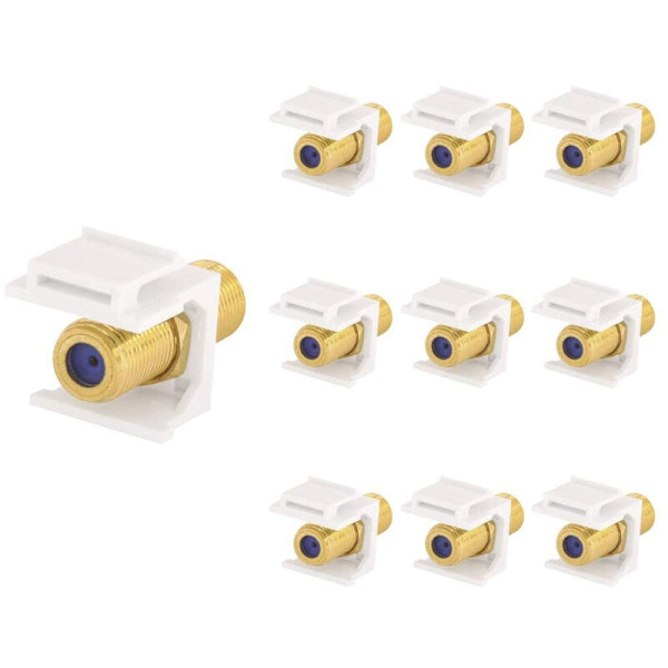10-pack RG6 Keystone-uttag, koaxialkabelkontakt F-typ RG6 Keystone-kontakter för väggplatta och patchpanel