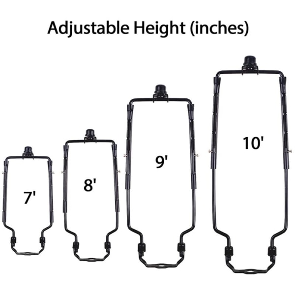 7 Tommers Lampeskjerm Harpeholder Justerbar Lampe Harpe Kit E14, E26, E27 Lys Base Adapter Svart Horn Ramme Lampeskjerm Holder