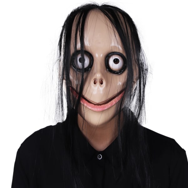 Halloween maske sjov fuld ansigt langt hår hovedbeklædning horror skræmmende rekvisitter