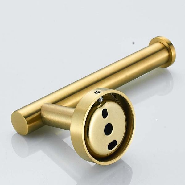 Toiletpapirholder i rustfrit stål, toiletpapirholder med børstet nikkel finish vægmonteret, ideel til køkken toilet (guld)