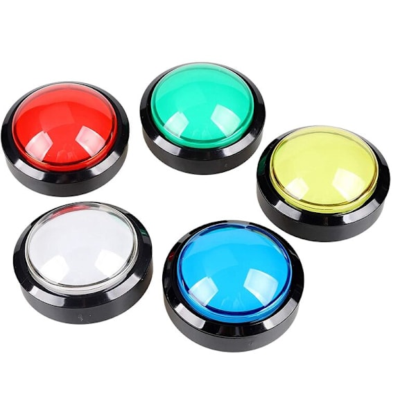 5 st 60 mm Kupolformade Arkadknappar 2,36 tum LED Tryckknappbrytare med Mikrobrytare för Arkadmaskin Videospelkonsol
