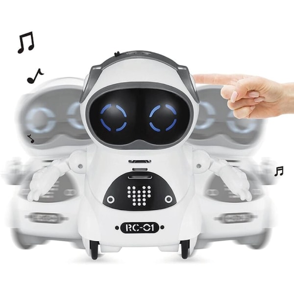 Mini fjärrstyrd fickrobot för barn med interaktiv dialogkonversation, röststyrning, chattinspelning, sång och dans