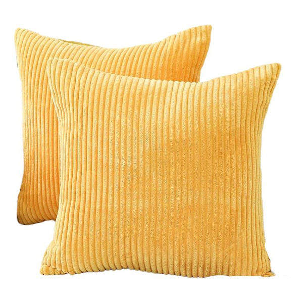 Ryggstödspåslakan 2-pack Dekorativa Randiga Corduroy Rektangulära Kuddfodral Avlånga Kuddfodral för Soffa - 20 x 20 tum Solrosgul