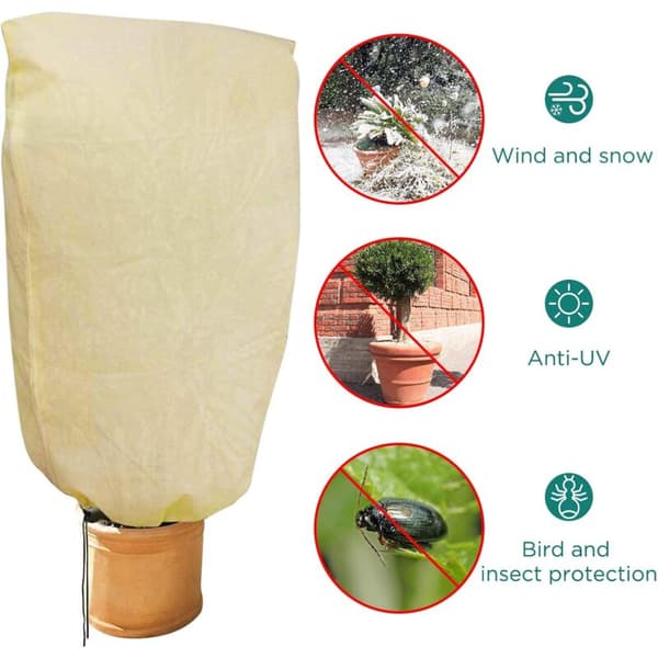 2 stk. Vinterbeskyttelse for planter Vinterbeskyttelse for potteplanteposer, Beige, Solid, 100 x 80 cm