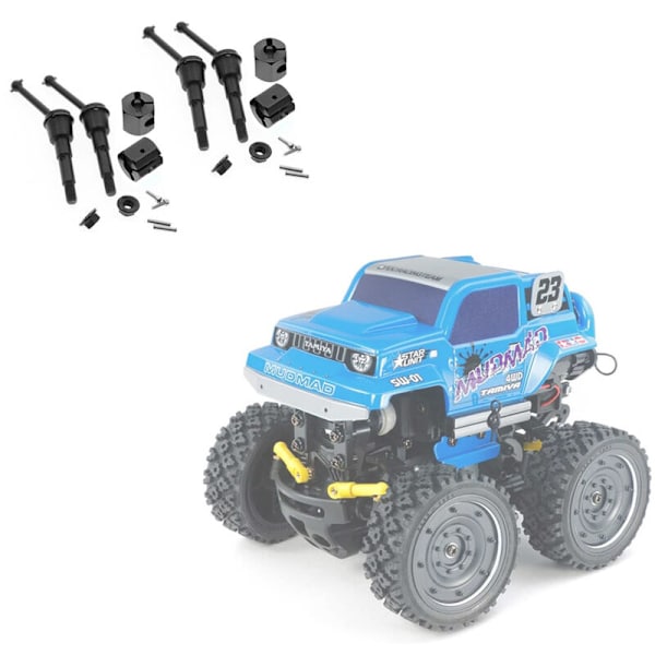 4 stk. CVD metalldrivaksel og adaptermuttere for SW-01 SW01 1/24 4WD oppgraderingsmonstertruck fjernkontrollbil, 2