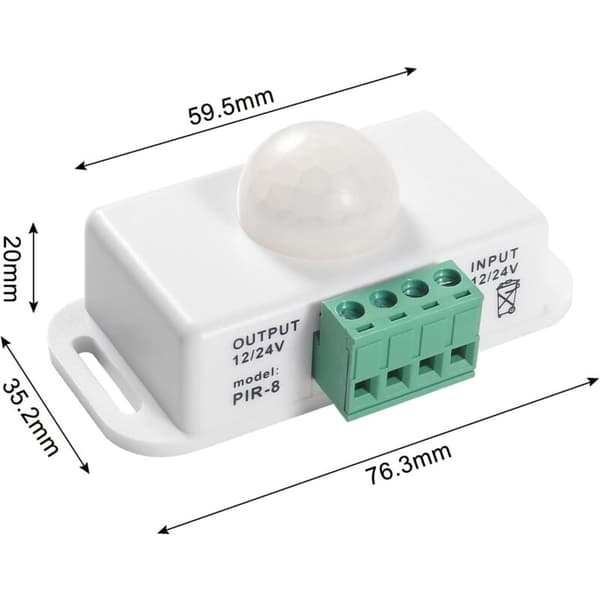DC 12V/24V 8A Kroppsinfrared PIR Bevegelsessensor Bryter LED Auto Lysstripe, PIR Sensor LED Bevegelsessensor Bryter
