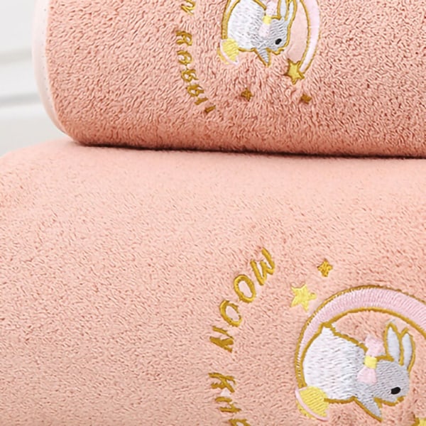 Blødt og tykt koral fleece badehåndklæde med god vandabsorption - Pink 34x76