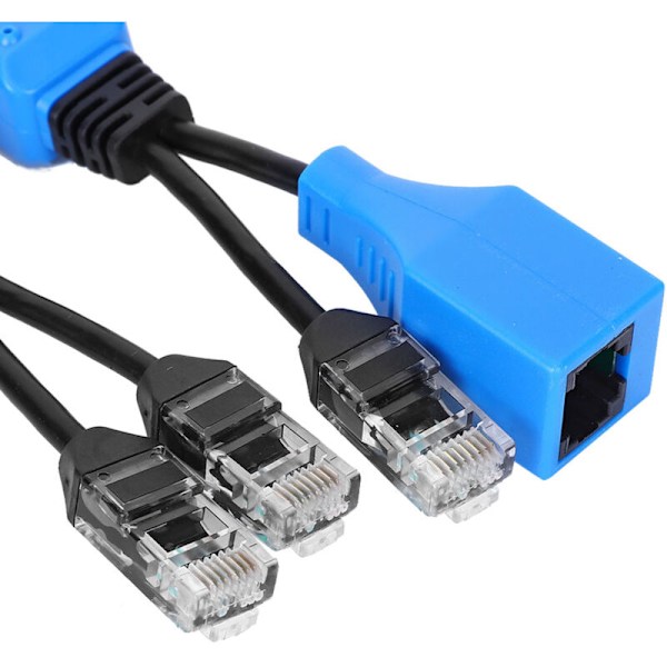 2 stk. Splitter RJ45 Kombiner PoE Adapter Stikkontakter Strømkabel-