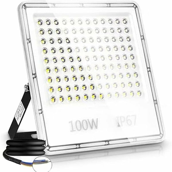 100W Tehokas Ulkovalaistus LED-Valokeila, 6500K 10000 LM Ulko-Turvavalo, IP67 Vedenkestävä Ulkovalaistus, Ulko-LED-Valokeila Terassille