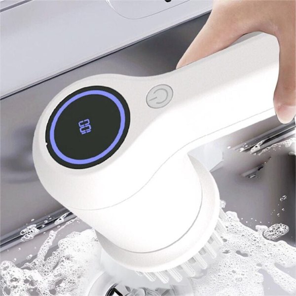 Elektrisk Spin Scrubber Power Scrubber Trådløs Elektrisk Dusj Scrubber med LED-skjerm for Bad Badekar Komfyr