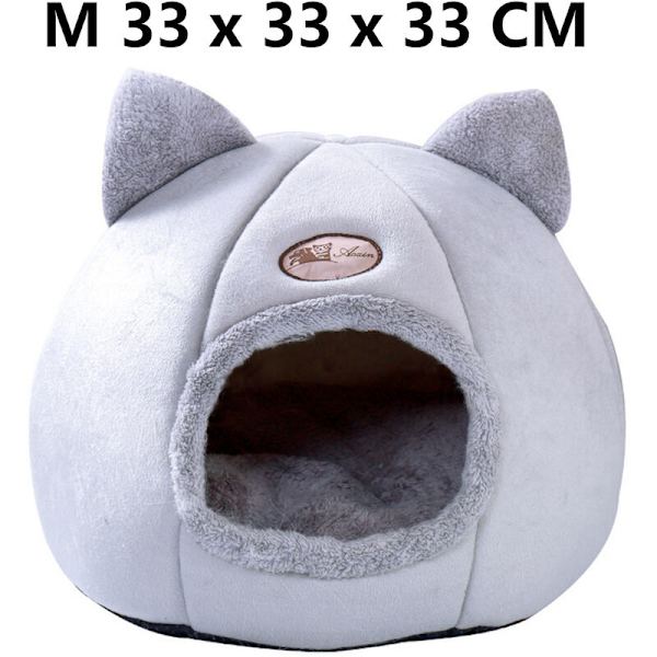 Katthög Kattbädd Tält för Små Hundar Super Mjuk Varm Korg Vinter Katthus M 33 x 33 x 33 CM