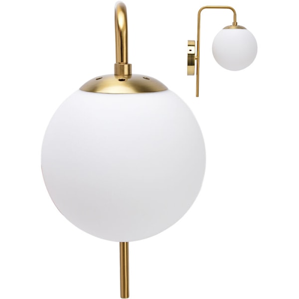 Nordisk Moderne E27 Glaskugle LED Vægslampe Frosttekstureret Rund Soveværelsesvægslampe 110240V