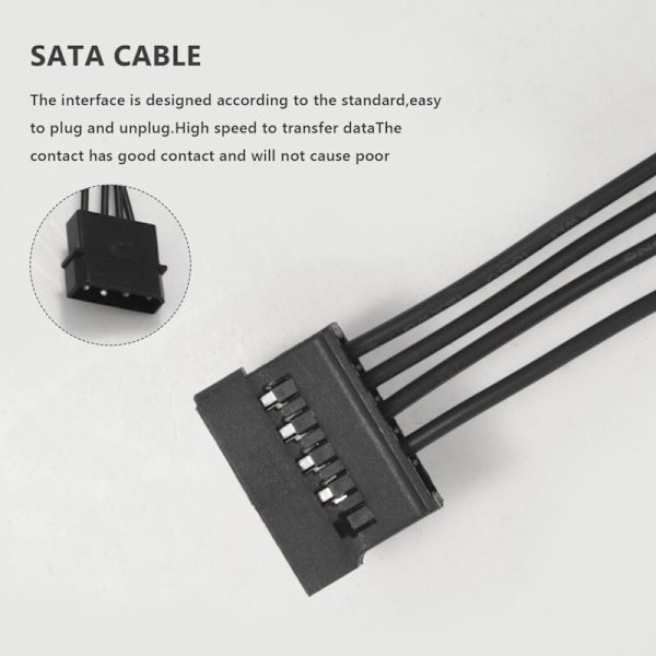 4-pins IDE 1 til 5 SATA 15 Splitterkabel Harddisk Strømforsyning for DIY PC Server 18AWG Strøm