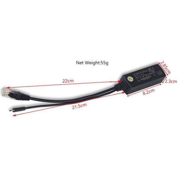 5X Standard POE Strømkildemodul Splitter 48V A 5V2.4A USB-grænseflade
