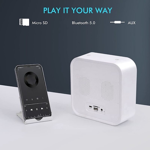 Bluetooth Nattlampa Högtalare Digital Väckarklocka Bordlampa Sängbord med 10 Färger Dimbar