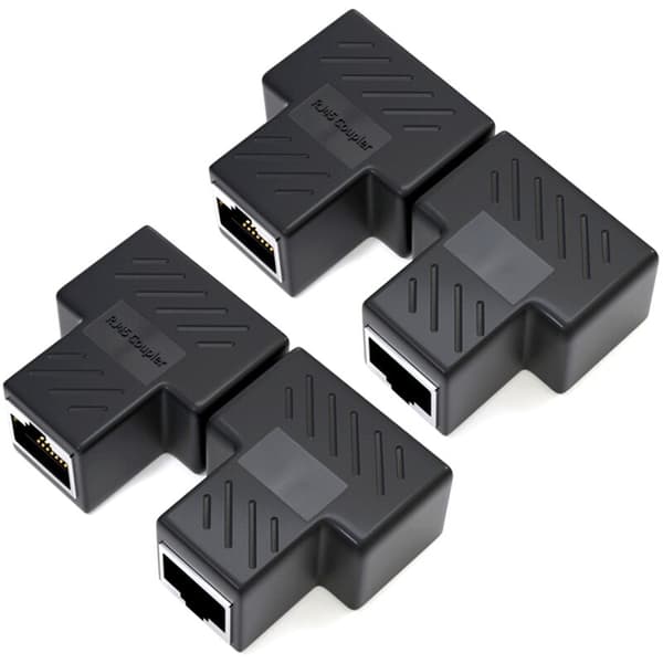 4 stk. RJ45 Ethernet Splitter-stik 1 til 2 Splitter-adapter til samtidig internetadgang