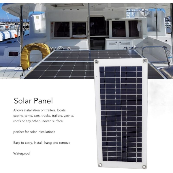 Solcellepanel 10W Vandtæt Solcellepanel og Tynde Fleksible Solpaneler med 2 USB-Udgang til Bil Hjem Båd