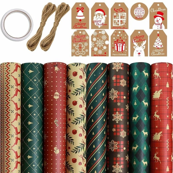 8 ark presentpapper, för jul födelsedagsfest presentpapper, presentpapper, presentpapper