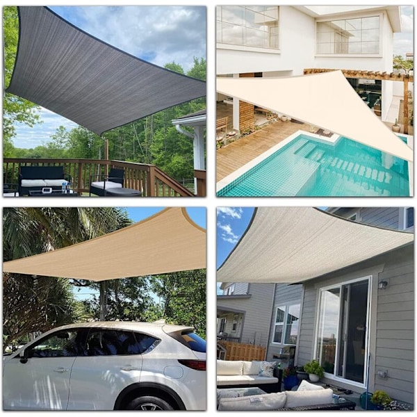 Rektangulær Firkantet Skygge Sejl 2,5x3m Farve Sable, Vandafvisende Lærred 95% UV-Strålebeskyttelse, til Udendørs, Have & Terrasse, Swimmingpool