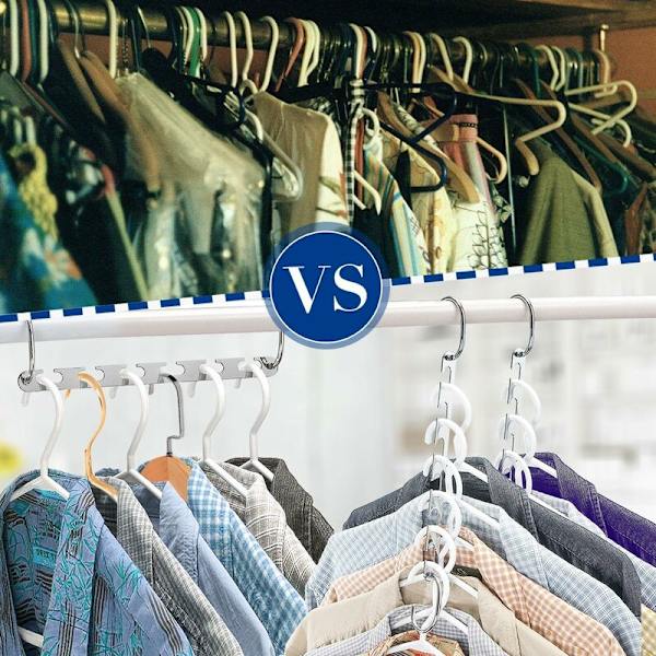8 stk. Multi Hanger Bøjler, Pladsbesparende Bøjleholder til Omklædningsrum, Metal Magisk Bøjle Organizer, Opbevaring af Skjorter, Jakker, Tøj i