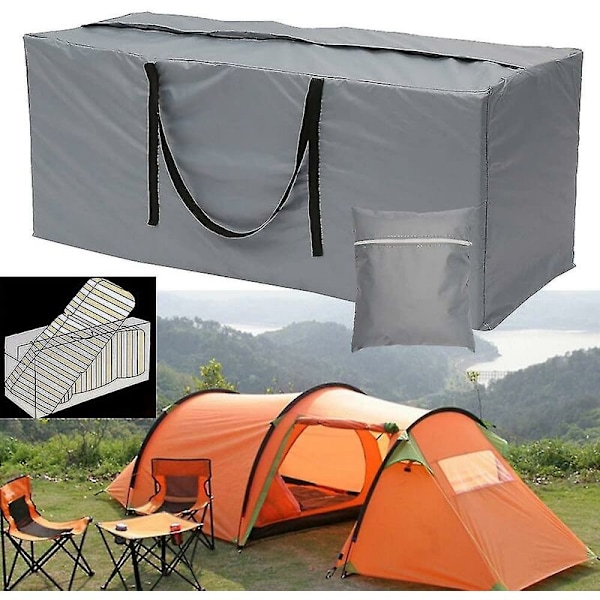 Stor utendørs oppbevaringspose, hagepose med vanntette håndtak, 210d Oxford (122 X 39 X 55 Cm, Grå)