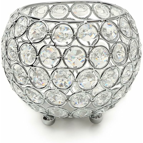 Kristallkula Ljusstake Rund Silver Skål Ljusstakar Rätt Varmt för Bröllop Centerpiece (12cm Diameter), Passar Ljus Mindre än 6cm i Diameter