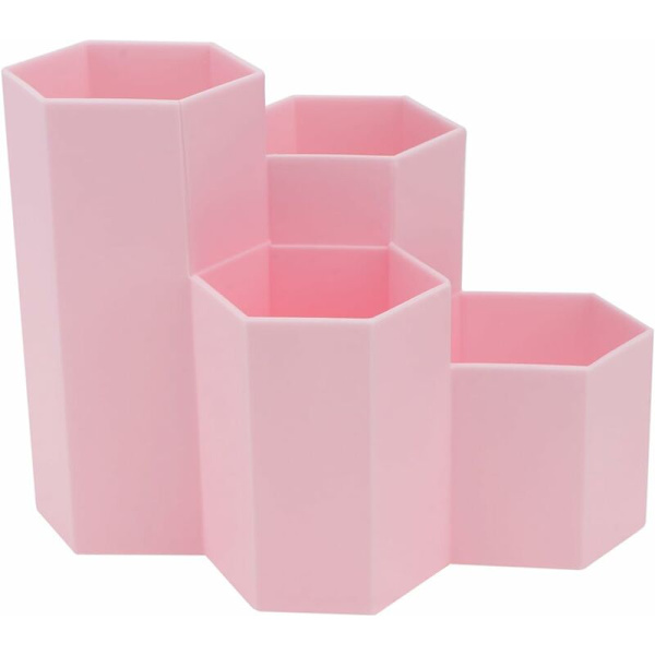 Skrivebords Hexagonal Penneholder Stationær Stativ Plastik Penneholder Pot Plastik Skrivebordsarrangør Pot Geometrisk Makeup Penselholder Blyantbord til Studerende