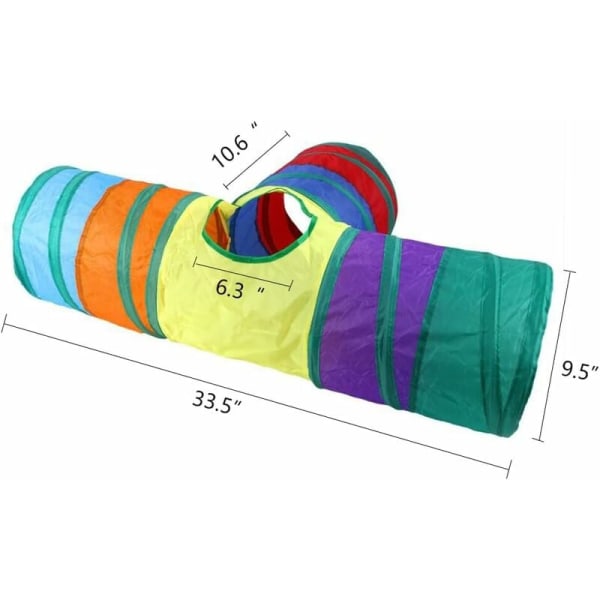 Interaktiv kattetunnel - kæledyrlegetøj - legetunnel til katte, killinger, kaniner, hvalpe - sammenklappelig (T-formet regnbue)