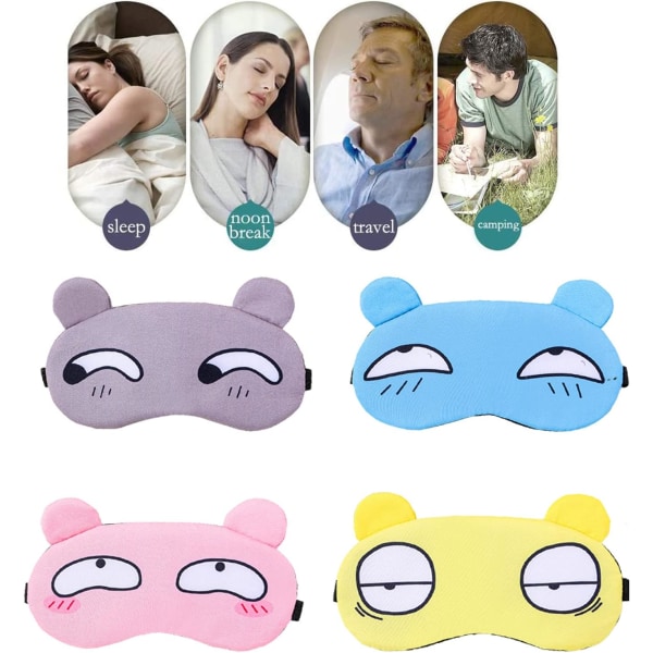 4-pack söta sömnögonmasker, mjuka och fluffiga sömnögonmasker Vilande ögonmasker Resa Sömnögonmasker för barn Pojkar Flickor