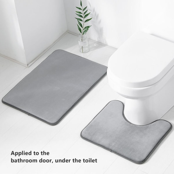 2 stk. Memory Foam Toiletmåtte Ekstra Blød Kontur Absorberende Rektangulær U-formet Toiletmåtte 40x50cm 50x70cm