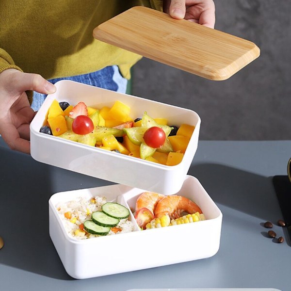 2-lags barns matboks Bento Student Arbeider Kontor Dobbellags Mikrobølgeovn Varmt Mat Oppbevaringsbeholder-A