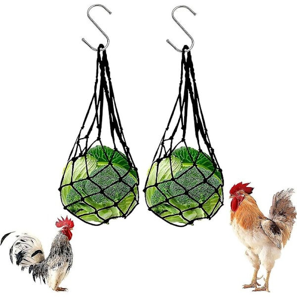 Kyckling Frukt Grönsak Matning Nätpåse, Kyckling Leksak Tillbehör Frukthållare Grönsakshållare Matning Nät för Kyckling Anka Gås Fjäderfä