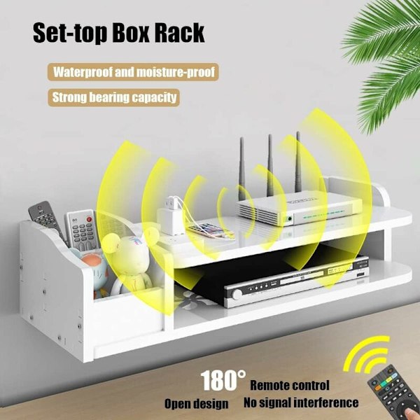 WiFi-reitimen säilytyslaatikko, kelluva hylly kaukosäätimellä, seinään kiinnitettävä TV-säilytyshylly kaapeleille, reitittimille, kaukosäätimille, DVD-soittimille