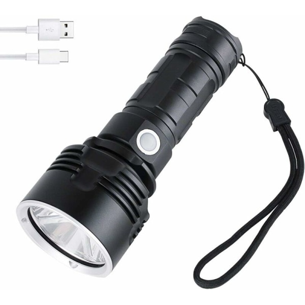 Ultra kraftig LED lommelygte 5000 lumen, WESLITE XHP50 LED ultra kraftig taktisk lommelygte militær zoomable lommelygte USB lommelygte til husholdning, vandring