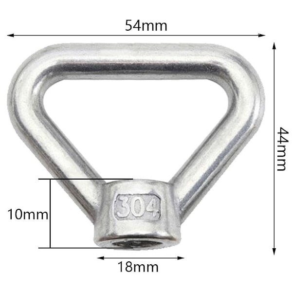 Lyftögla mutter 8 st M8 Ringmutter skruvmutter silver 304 rostfritt stål triangelringmutter lyftögla mutter fästelement M8 honringmutter
