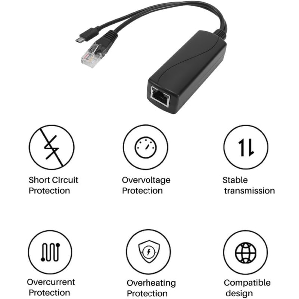 Standard POE-strømmodulsplitter 48V til 5V2.4A USB-grænsefladesplitter