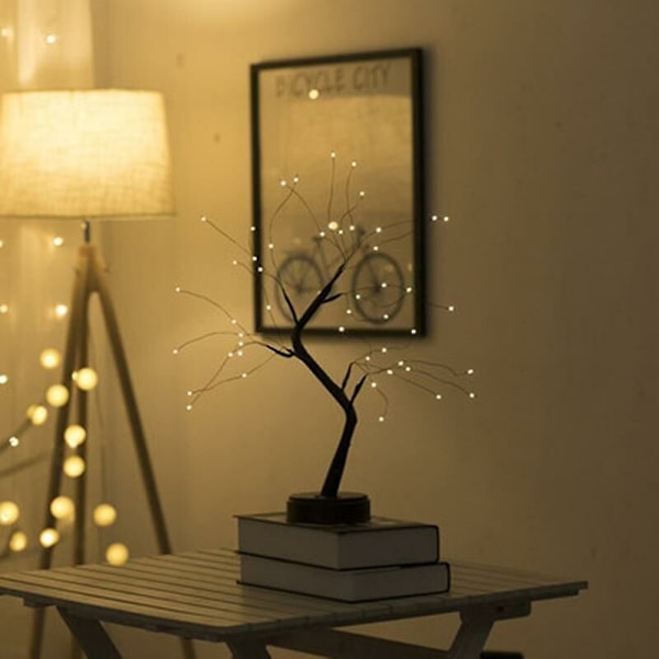 LED nattlys bonsai trelys himmel full av stjerner belysning ferie lys hjem fest bryllup interiør dekorasjon nattlys Hvit 108led