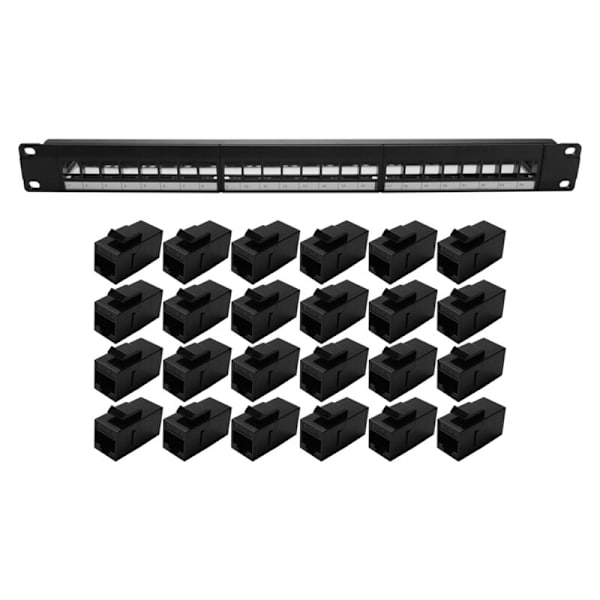 19 tums 1U rackmonterad crossover 24 portar CAT6 RJ45 patchpanel kabeladapter Keystone modulär ram